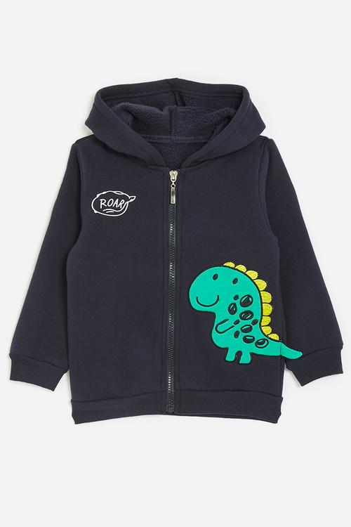 3D embroidered dino patch - dark navy/roar
