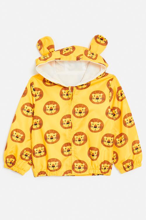 Rain jacket with ears - light amber/lion aop