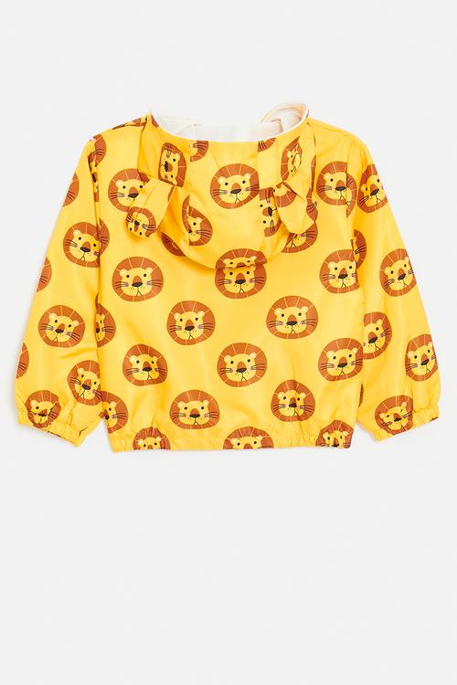 Rain jacket with ears - light amber/lion aop
