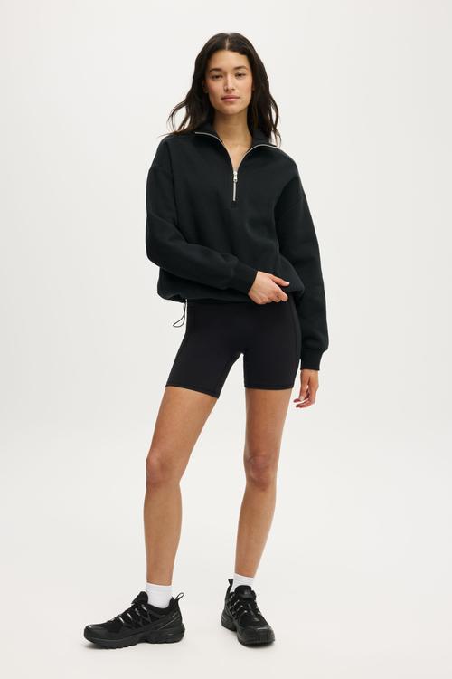 Plush Half Zip Sweatshirt - Black