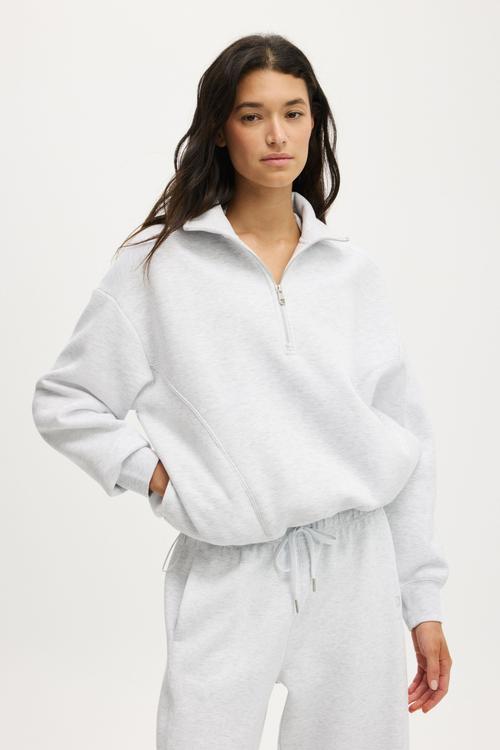 Plush Half Zip Sweatshirt - Cloudy Grey Marle