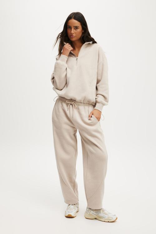 Plush Half Zip Sweatshirt - Sesame Marle