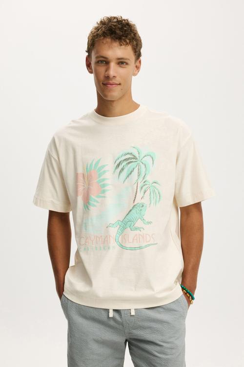 Box Fit Graphic T-shirt - Creampuff/Cayman Islands