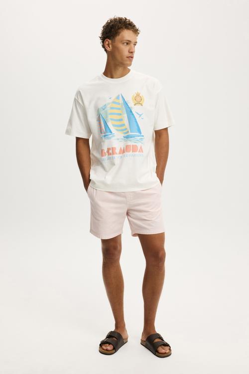 Box Fit Graphic T-shirt - Vintage White/Bermuda