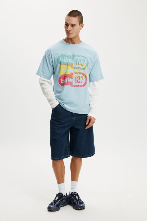 Box Fit Premium Music T-shirt - Lcn Bra Blue Mist/Blink 182