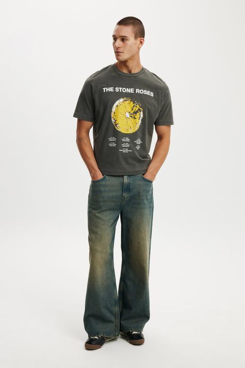 Cropped Fit Music T-shirt - Lcn Bra Faded Slate/The Stone Roses