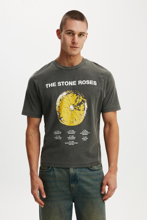 Cropped Fit Music T-shirt - Lcn Bra Faded Slate/The Stone Roses