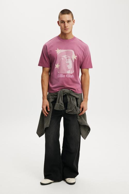Cropped Fit Music T-shirt - Lcn Bra Heather Rose/Billie Eilish