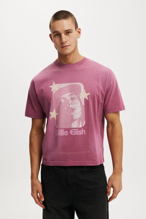 Cropped Fit Music T-shirt - Lcn Bra Heather Rose/Billie Eilish