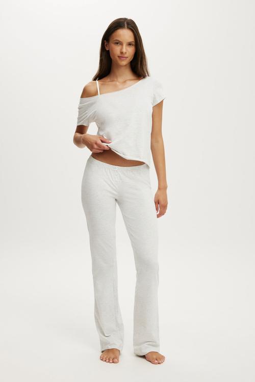Off the shoulder tee - light grey marle