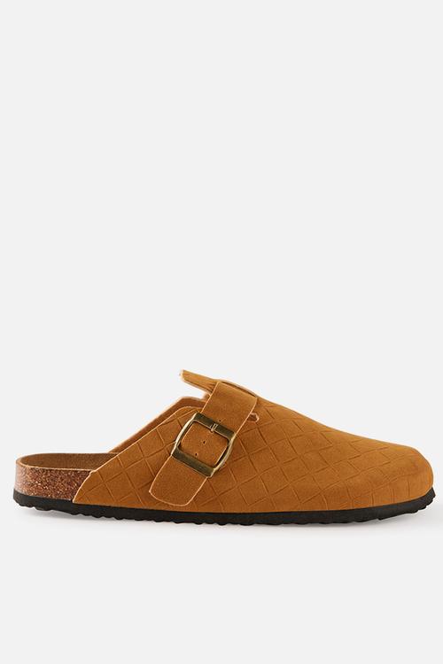 Rex buckle mule - tan woven