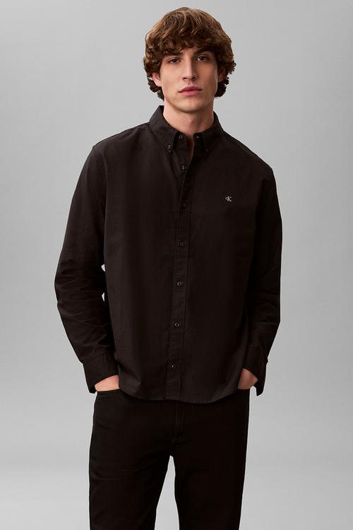 Long sleeve Solid Oxford Classic Shirt - Black