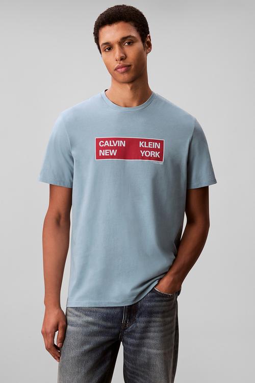 Short sleeve 30S Eu Ckny Box Graphic Tee - Smoke Blue