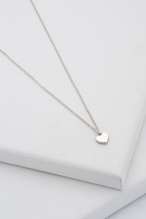 Hara tiny heart pendant necklace-silver