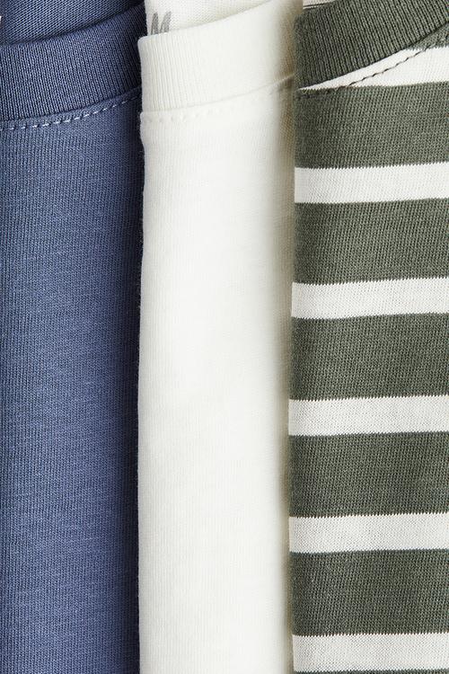 3-Pack t-shirts - dark blue & white striped