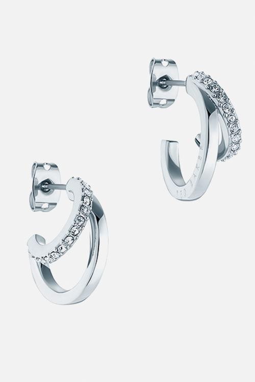 Helias crystal double hoop earrings - silver