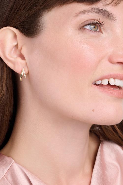 Helias crystal double hoop earrings-gold