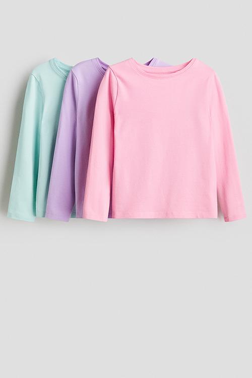 3-Pack long-sleeved tops - pink/light purple/mint green