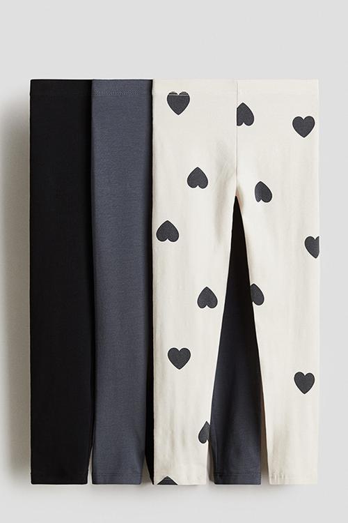 3-Pack jersey leggings - dark grey/hearts