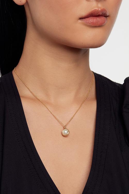 Perreti logo pearl pendant necklace-gold