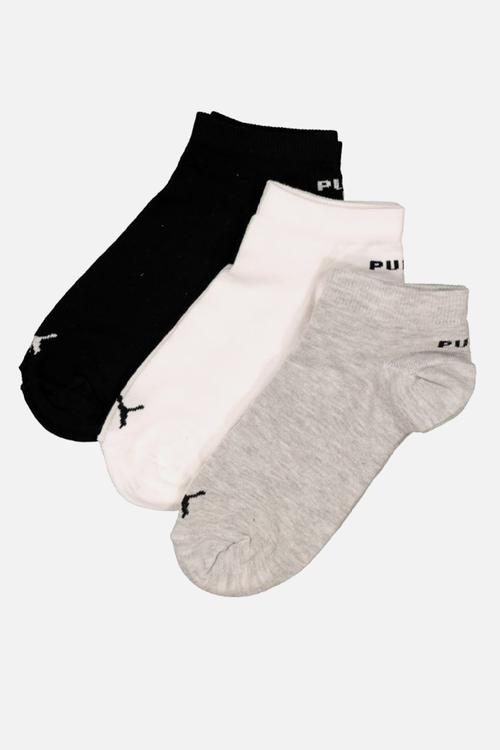 Ladies 3pk low cut socks - black/white/grey melange