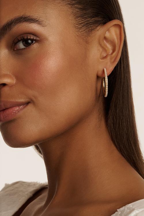 Peraa  medium pearl hoop earrings-gold