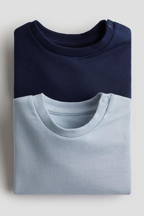 2-Pack cotton sweatshirts - navy blue & light blue