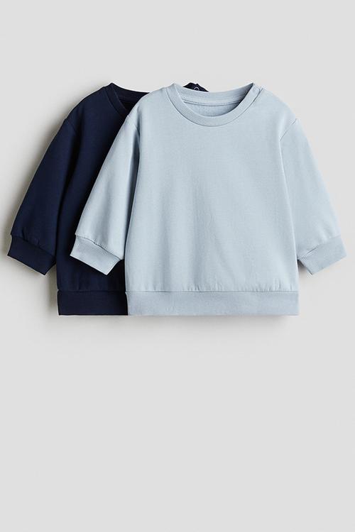 2-Pack cotton sweatshirts - navy blue & light blue