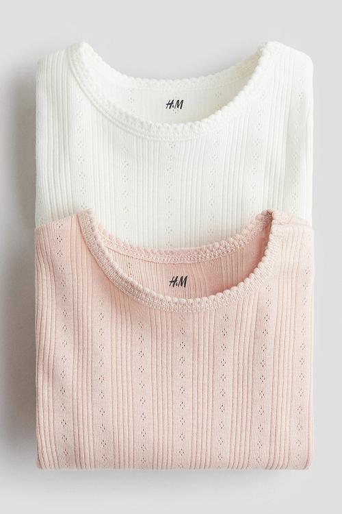 2-Pack long-sleeved bodysuits - soft pink & white