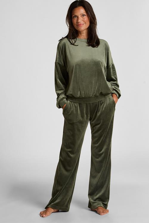 Pant straight leg velours - green