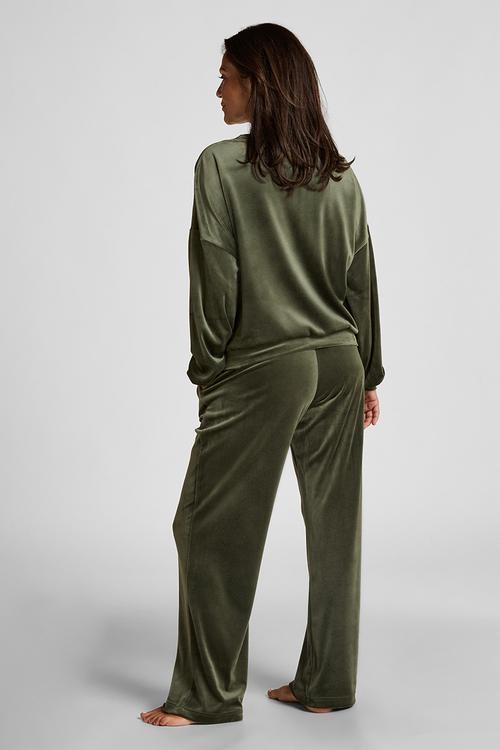 Pant straight leg velours - green