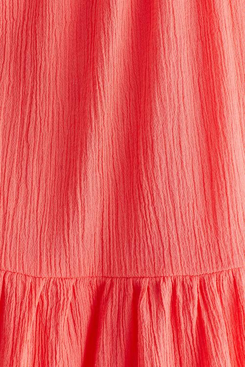 Crinkled cotton dress - coral red 