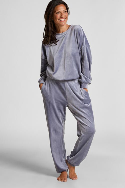 Jogger relaxed velours - blue granite