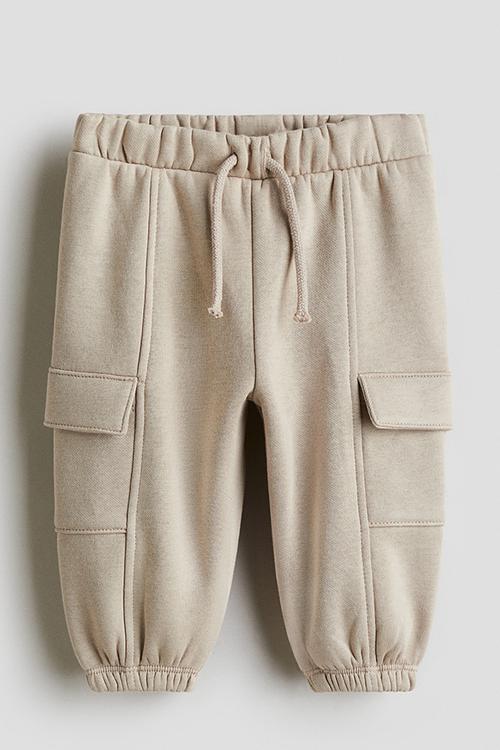 Brushed-inside cargo joggers - beige