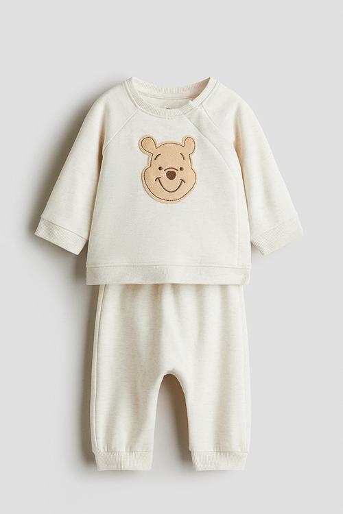 2-Piece appliquéd sweatshirt set - cream/winnie the pooh