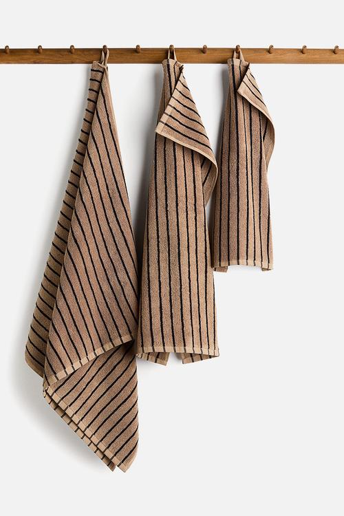 Striped bath towel - brown,multi