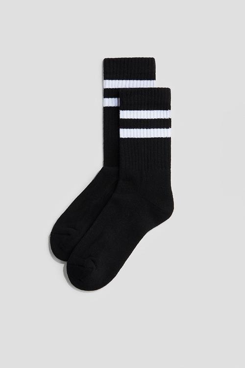 5 pack ribbed terry socks - white & black