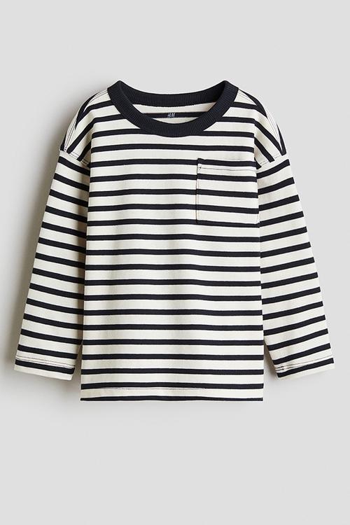 Long-sleeved t-shirt - white & black striped 