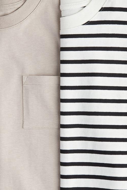 2 pack oversized t-shirts - light beige striped