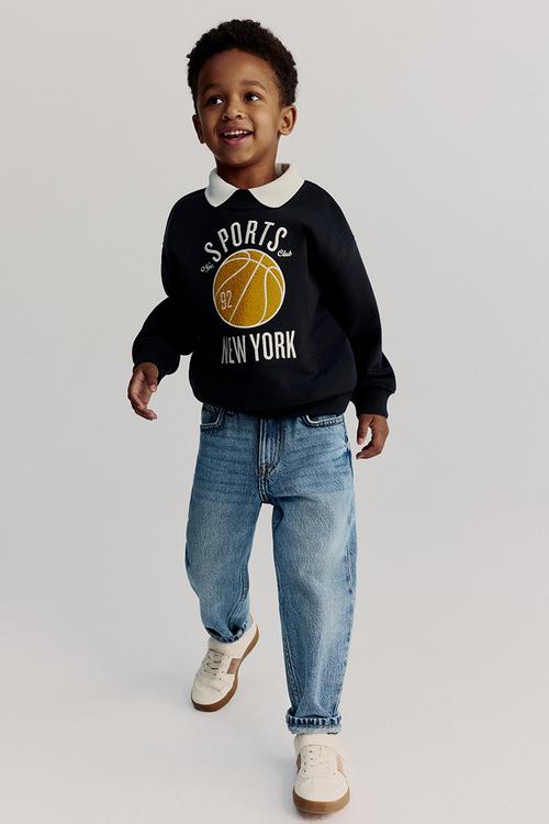Printed crew-neck sweatshirt - dark grey sports