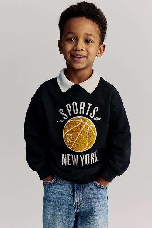 Printed crew-neck sweatshirt - dark grey sports