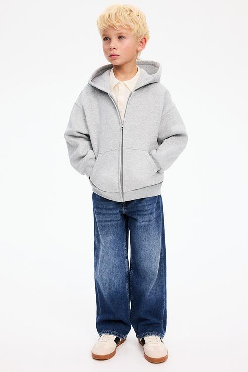 Oversized zip-through hoodie - light grey marl