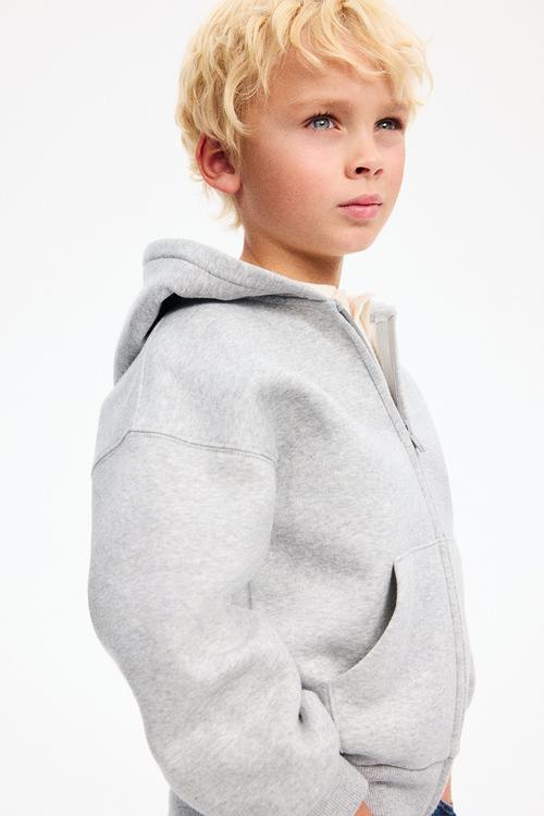 Oversized zip-through hoodie - light grey marl