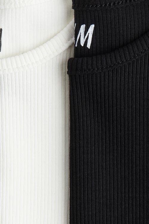 2 pack ribbed cotton t-shirts - black/white