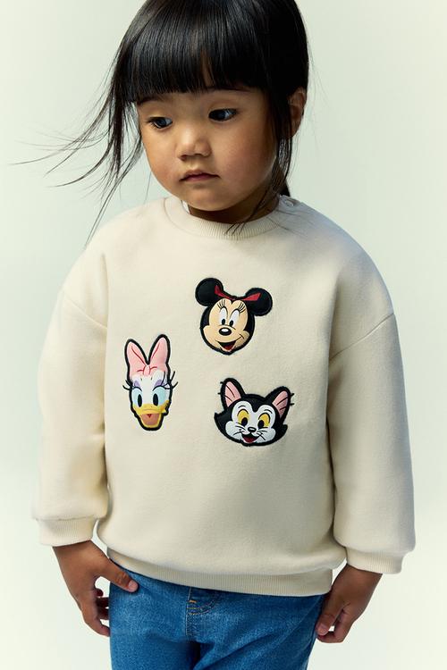 Printed brushed-inside sweatshirt - beige,multi