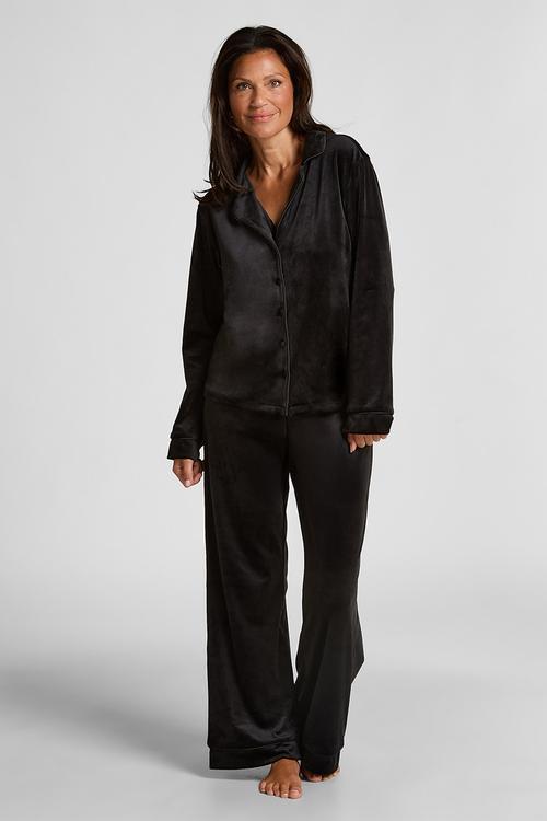 Pant velours piping - black
