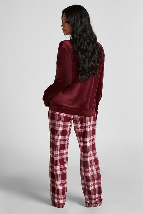 Pj set ls velours check - purple