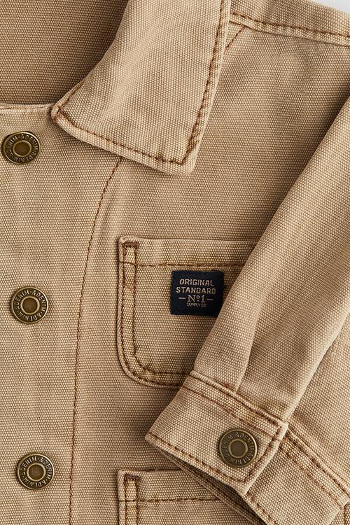 Loose-fit canvas overshirt - beige