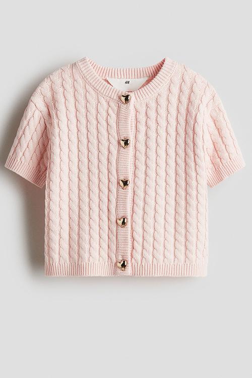 Cable-knit cardigan - light pink 