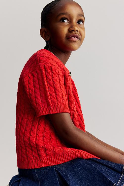Cable-knit cardigan - red